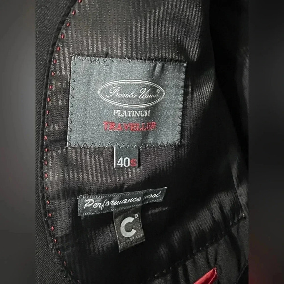 Pronto Uomo Blazer Sport Coat Mens 40s Short Black/Charcoal 80% Wool Travel EUC - Picture 5 of 6